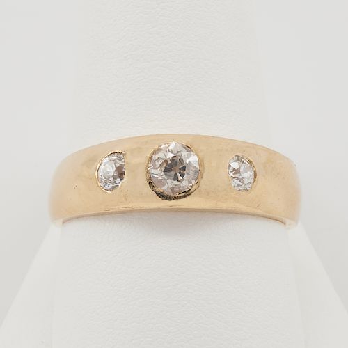 14K YELLOW GOLD & THREE DIAMOND