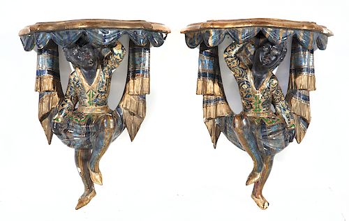 PAIR OF VENETIAN PARCEL GILT AND 381f1b