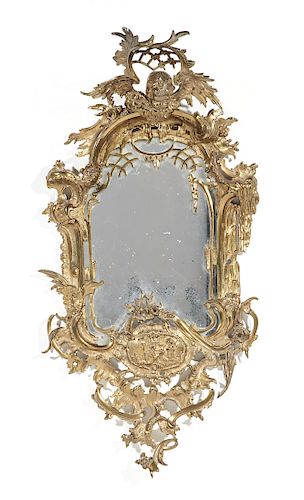 ORNATE FRENCH BRASS WALL MIRRORFrench 381f37
