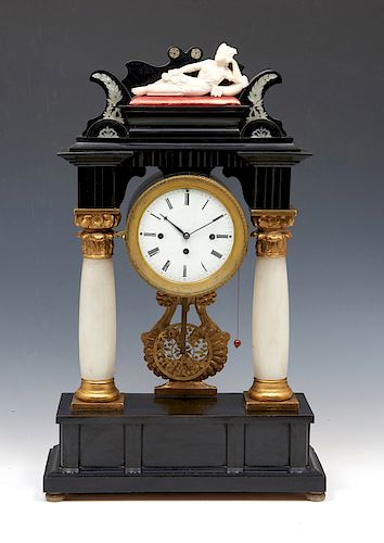 FRENCH PILLAR CLOCK WITH RECUMBENT 381f31