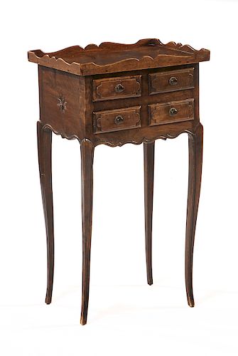 FRENCH FOUR DRAWER WALNUT COMMODEFrench