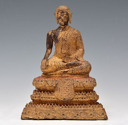 GILDED THAI SEATED BUDDHAGilded 381f58