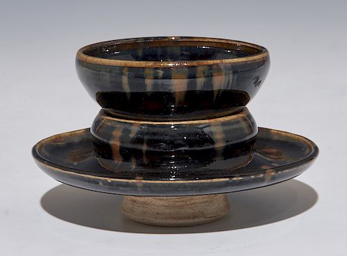 DING-TYPE RUSSET-SPLASHED BLACK CUP/CUPSTANDDing-Type