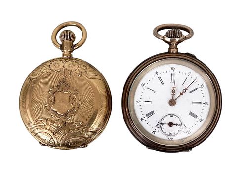TWO LADY S POCKET WATCHES800 silver 381ff6