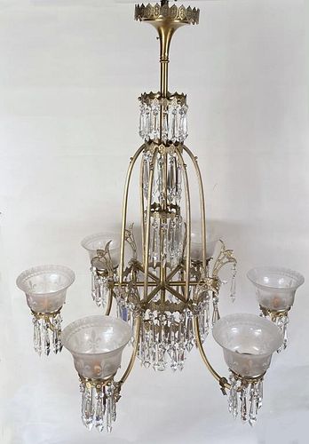 NEO-GOTHIC SIX LIGHT BRASS/GLASS