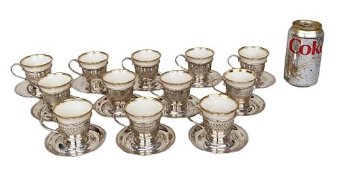 GROUP TWELVE STERLING DEMITASSE