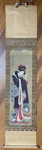 JAPANESE GEISHA SCROLLsigned with 382025