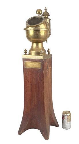 BRASS & WOOD BINNACLE COMPASS HOUSINGwith