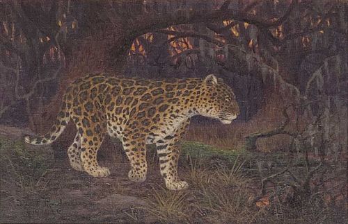 R LINDNEUX O C PAINTING OF LEOPARDRobert 38207d