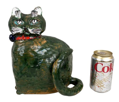 MID CENTURY ITALIAN POTTERY CAT  3820a2