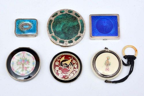 GROUPING OF SIX GUILLOCHE AND ENAMEL