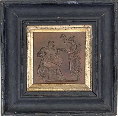 SMALL FRAMED BRONZE RELIEF PLAQUEafter
