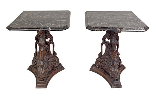 PAIR EUROPEAN M T CARVED WOOD CONSOLE 3820f9