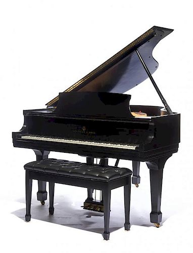 STEINWAY EBONIZED BABY GRAND PIANO WITH