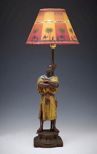 COLD PAINTED FIGURAL LAMP, MOROCCAN
