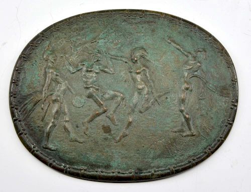 PATINATED BRONZE MEDALLION NUDE 382127