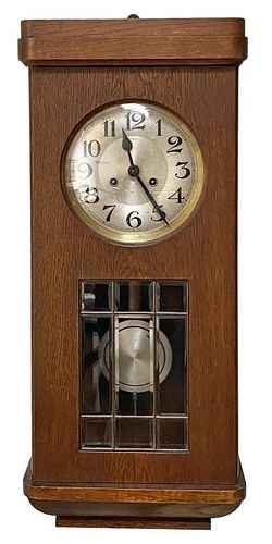 ARTS CRAFTS STYLE OAK WALL CLOCKwith 382163
