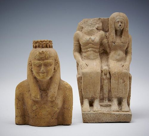 GROUPING OF TWO EGYPTIAN CARVED 38218f