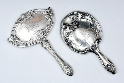 TWO STERLING SILVER ART NOUVEAU 3821df