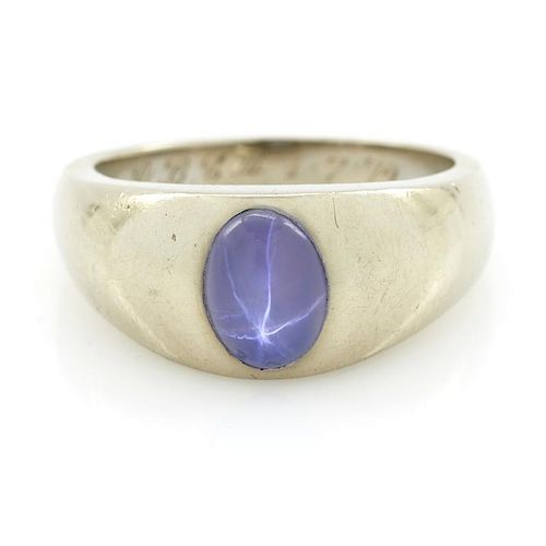 14K WHITE GOLD AND STAR SAPPHIRE 3821f0