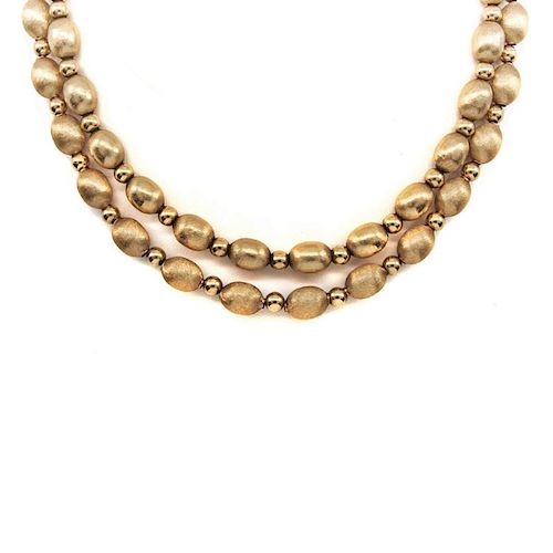 14K YELLOW GOLD BEAD NECKLACES14k