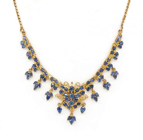 18K YELLOW GOLD AND SAPPHIRE NECKLACE 18k 382216
