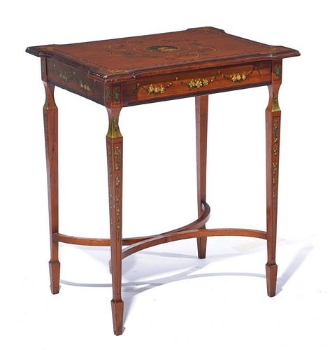 AN EDWARDIAN DECORATED MAHOGANY 38222c