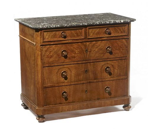 ENGLISH WALNUT MARBLE TOPPED CHEST 382229