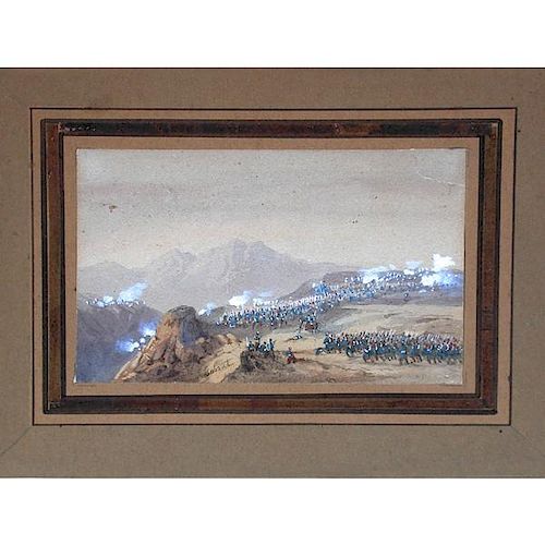 GASPARD GOBAUT WATERCOLOR OF BATTLE  38223f