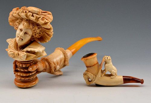 GROUPING OF TWO MEERSCHAUM FIGURAL