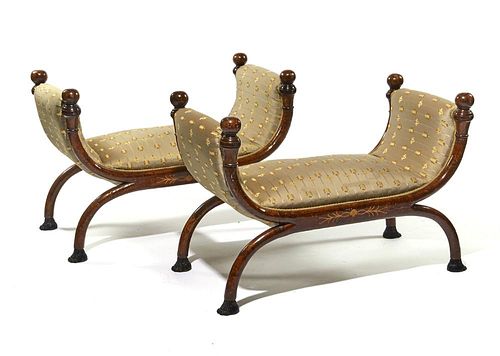 PAIR OF FRENCH DIRECTOIRE UPHOLSTERED 382272