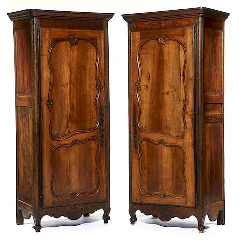 PAIR OF FRENCH WALNUT BONNETIERES,