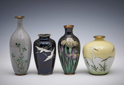 GROUPING OF FOUR JAPANESE CLOISONNE