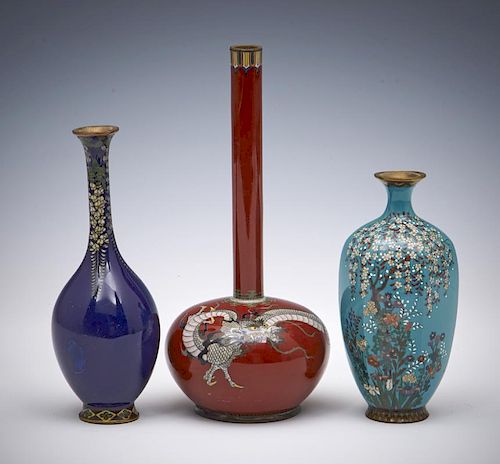 GROUPING OF THREE JAPANESE CLOISONNE