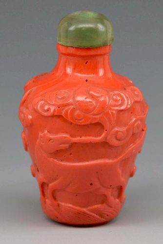 CHINESE CORAL SNUFF BOTTLE WITH 3822a1