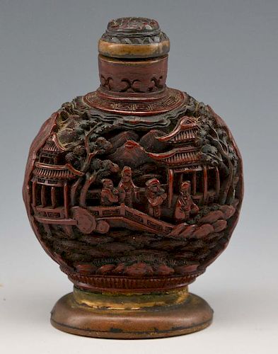 CHINESE CARVED LACQUER SNUFF BOTTLEChinese 3822a3