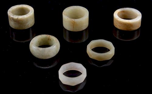 SIX CHINESE JADE RINGSSix Chinese 3822c8