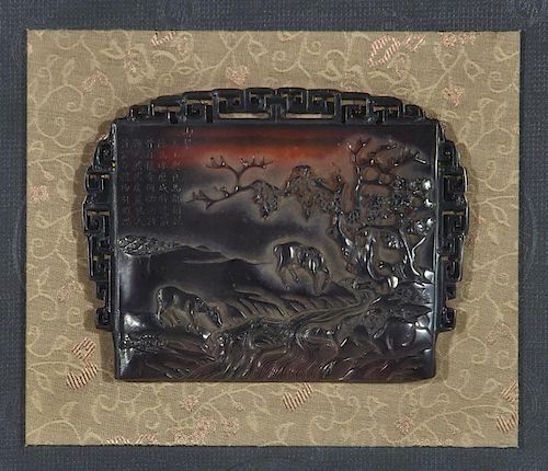 CHINESE CARVED CAMEO GLASS PLAQUE