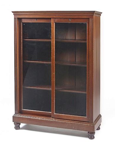 MAHOGANY BOOKCASE WITH SLIDING