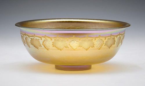 TIFFANY FAVRILE GLASS BOWL WITH