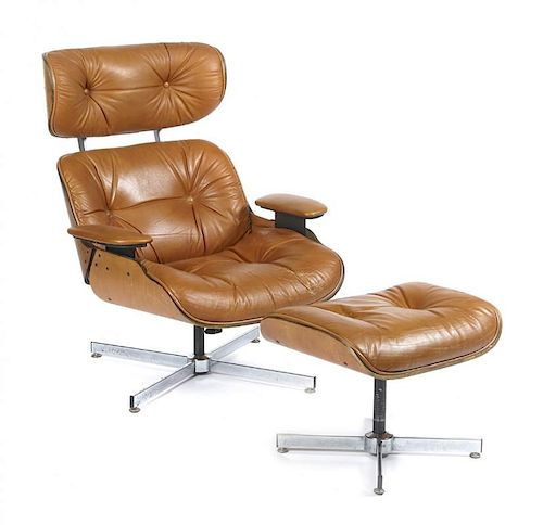 EAMES STYLE LOUNGE CHAIR AND OTTOMAN,