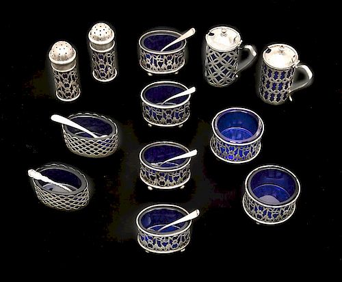 STERLING AND COBALT GLASS SALT 38233e