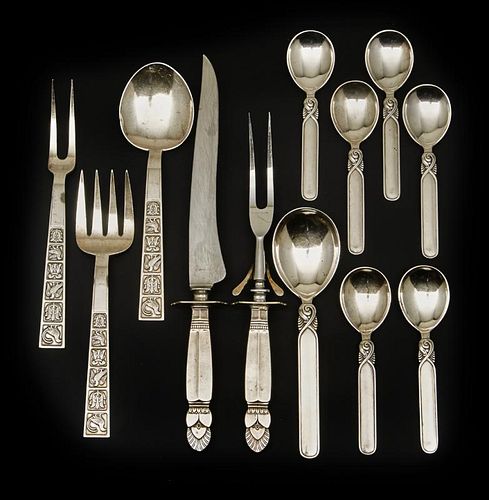 11 SILVER FLATWARE PIECES AND 1