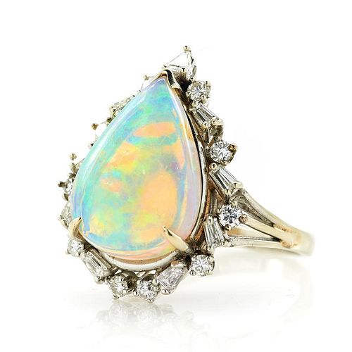 14K WHITE GOLD OPAL AND DIAMOND 382364