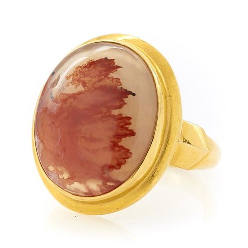 22K YELLOW GOLD AND AGATE RING 22k 38236f