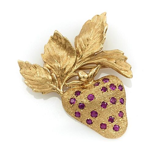 14K YELLOW GOLD AND RUBY STRAWBERRY 382382