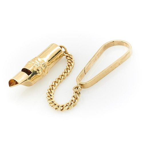 14K YELLOW GOLD WHISTLE KEYCHAIN 14k 382388