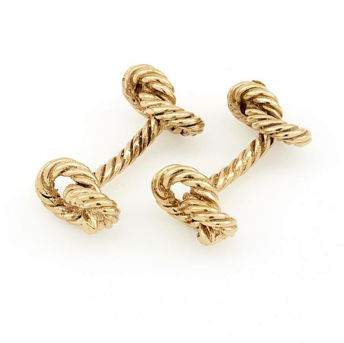 14K YELLOW GOLD KNOT CUFFLINKS.14k