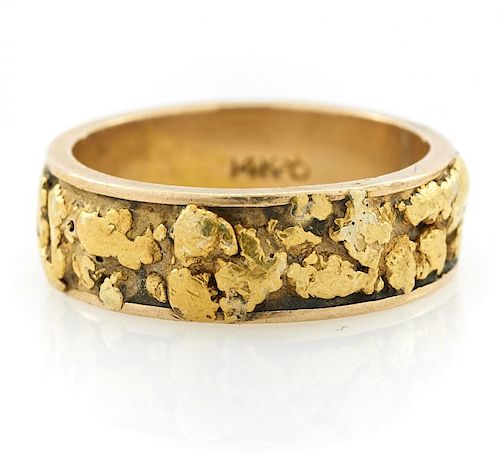 GOLD NUGGET RING WITH 14K YELLOW