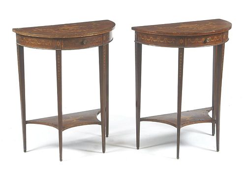 EARLY 20TH C PAIR OF DEMILUNE MARQUETRY 3823a5